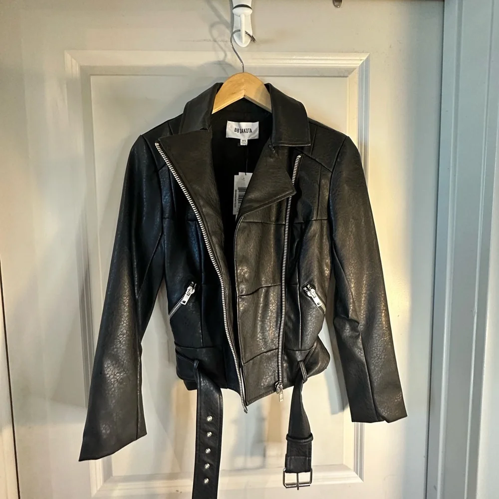 NWT BB Dakota Faux Leather Motor Jacket, size XS